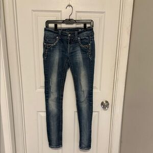Miss Me Dark Blue Skinny Jeans with Embellishments